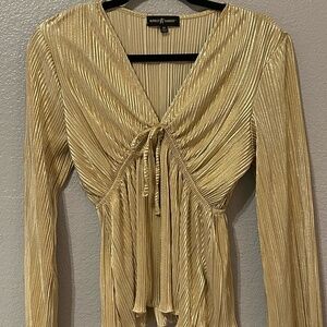 Shimmery Gold Long Sleeved Blouse